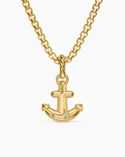 Anchor Amulet 18K Yellow Gold with Diamonds, 14.5mm