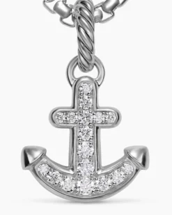 Anchor Amulet Sterling Silver with Diamonds, 14.2mm