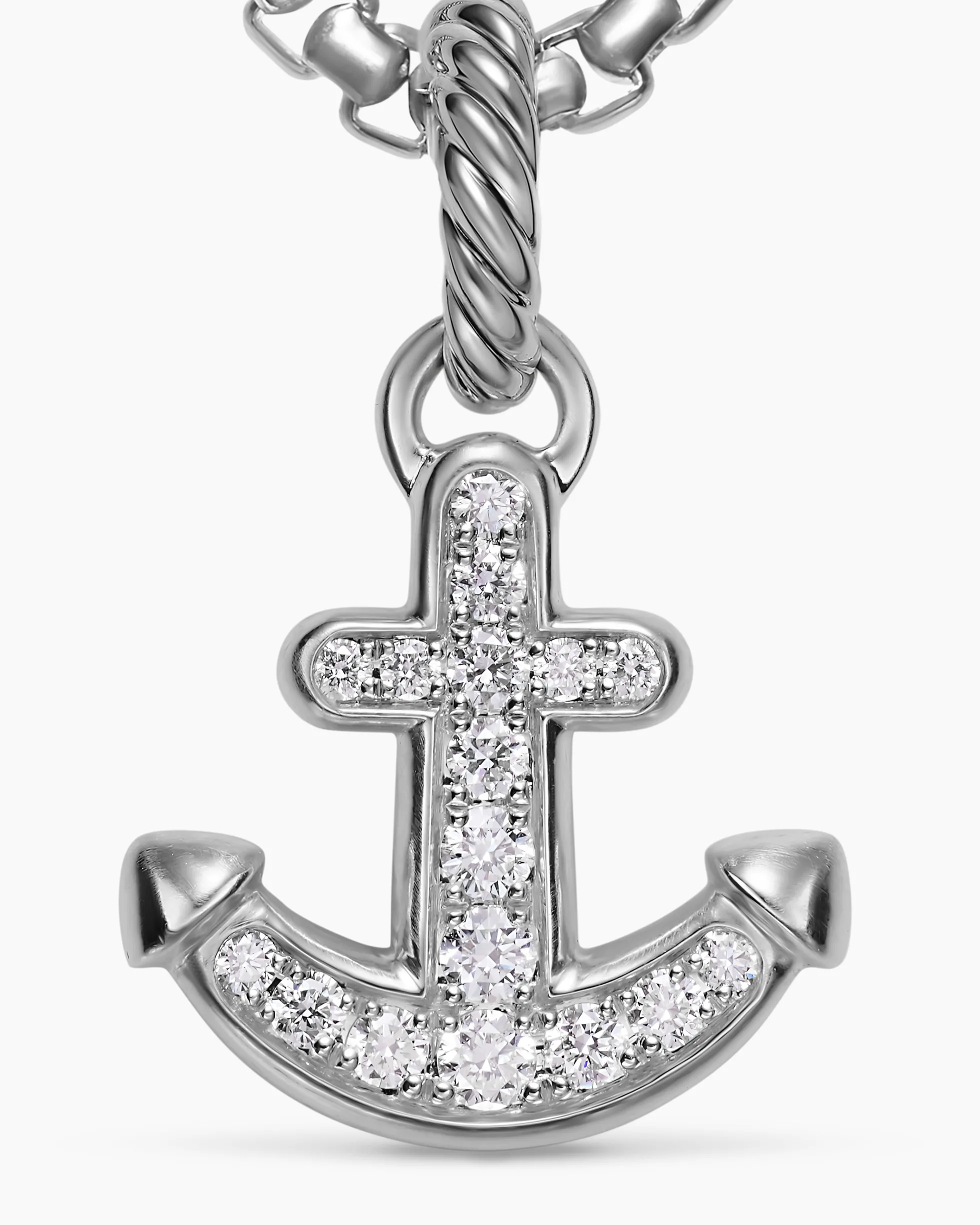 Anchor Amulet Sterling Silver with Diamonds, 14.2mm