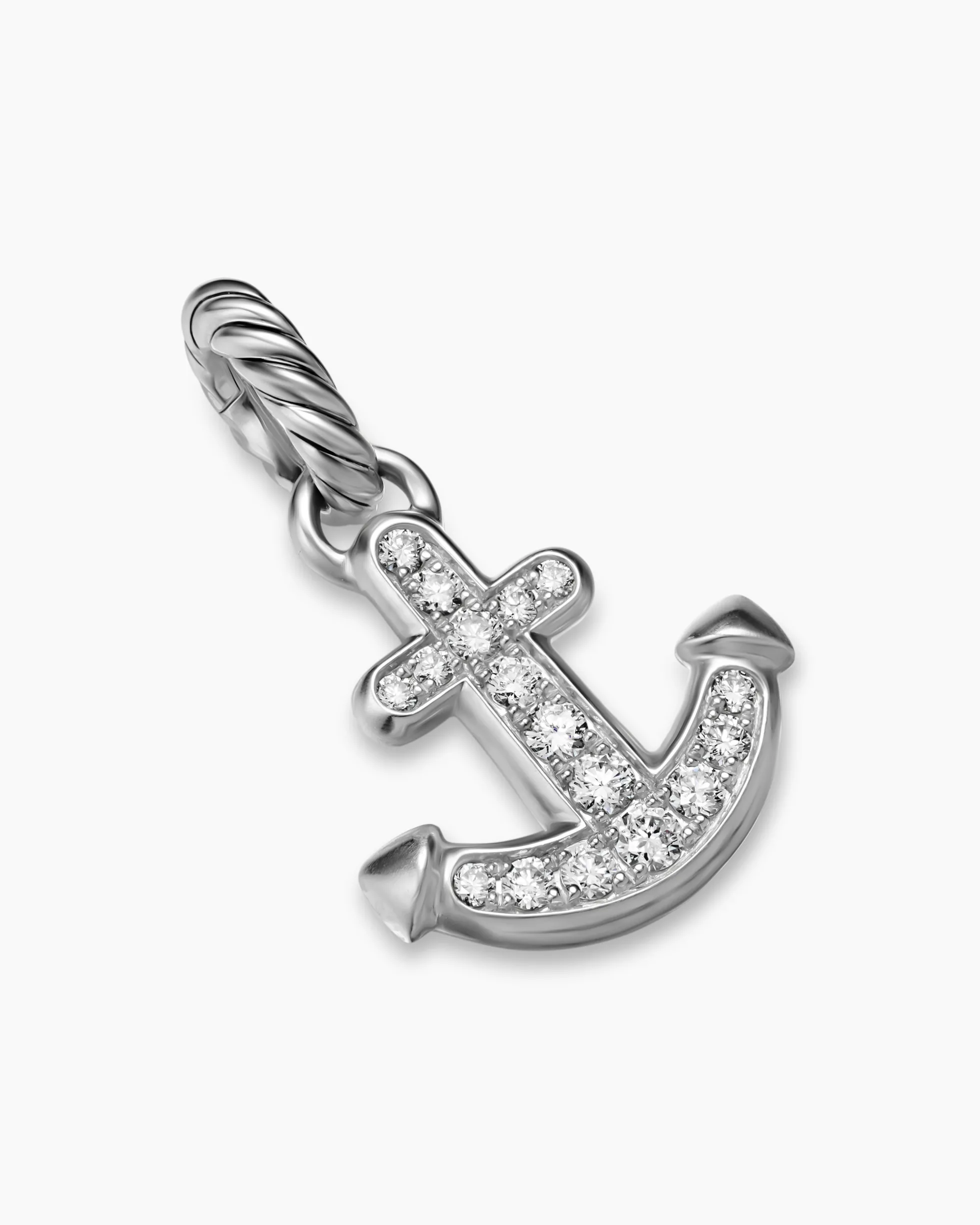 Anchor Amulet Sterling Silver with Diamonds, 14.2mm