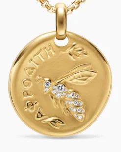 Aphrodite Medallion Amulet 18K Yellow Gold with Diamonds, 28.3mm