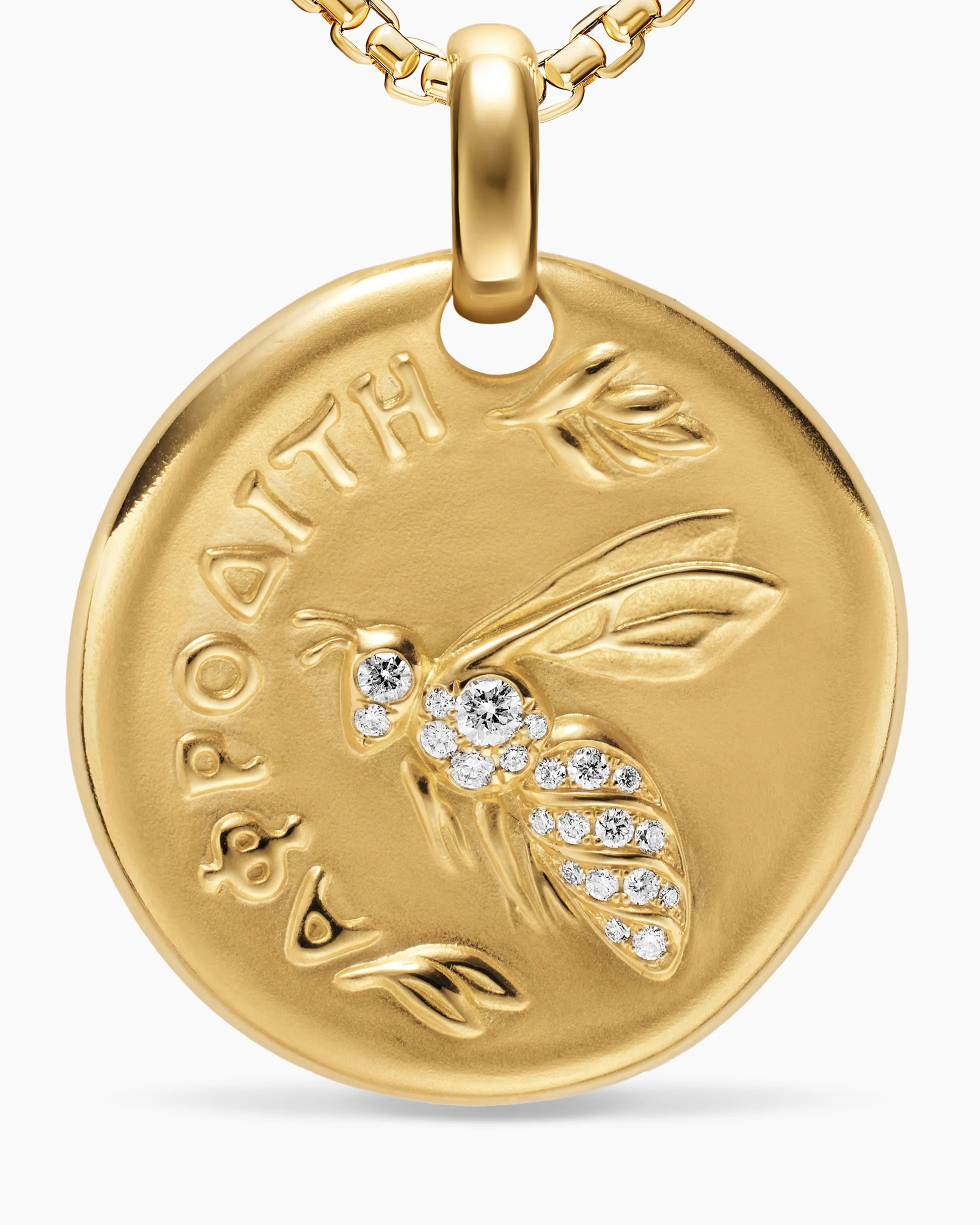 Aphrodite Medallion Amulet 18K Yellow Gold with Diamonds, 28.3mm