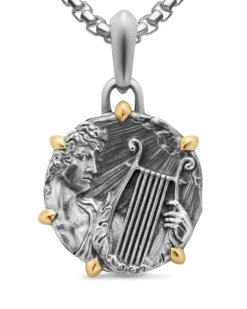 Apollo Amulet Sterling Silver with 18K Yellow Gold, 26.4mm