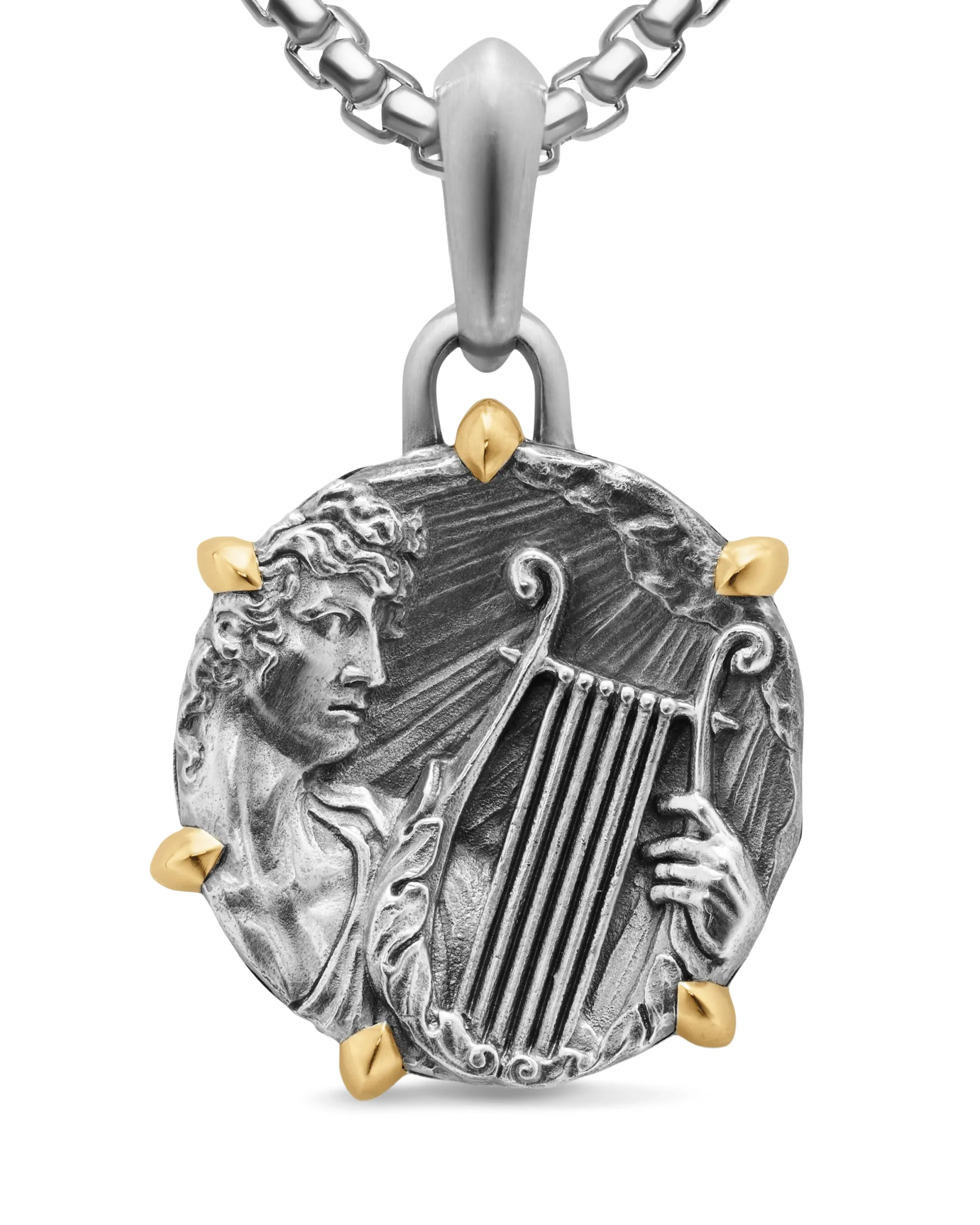 Apollo Amulet Sterling Silver with 18K Yellow Gold, 26.4mm