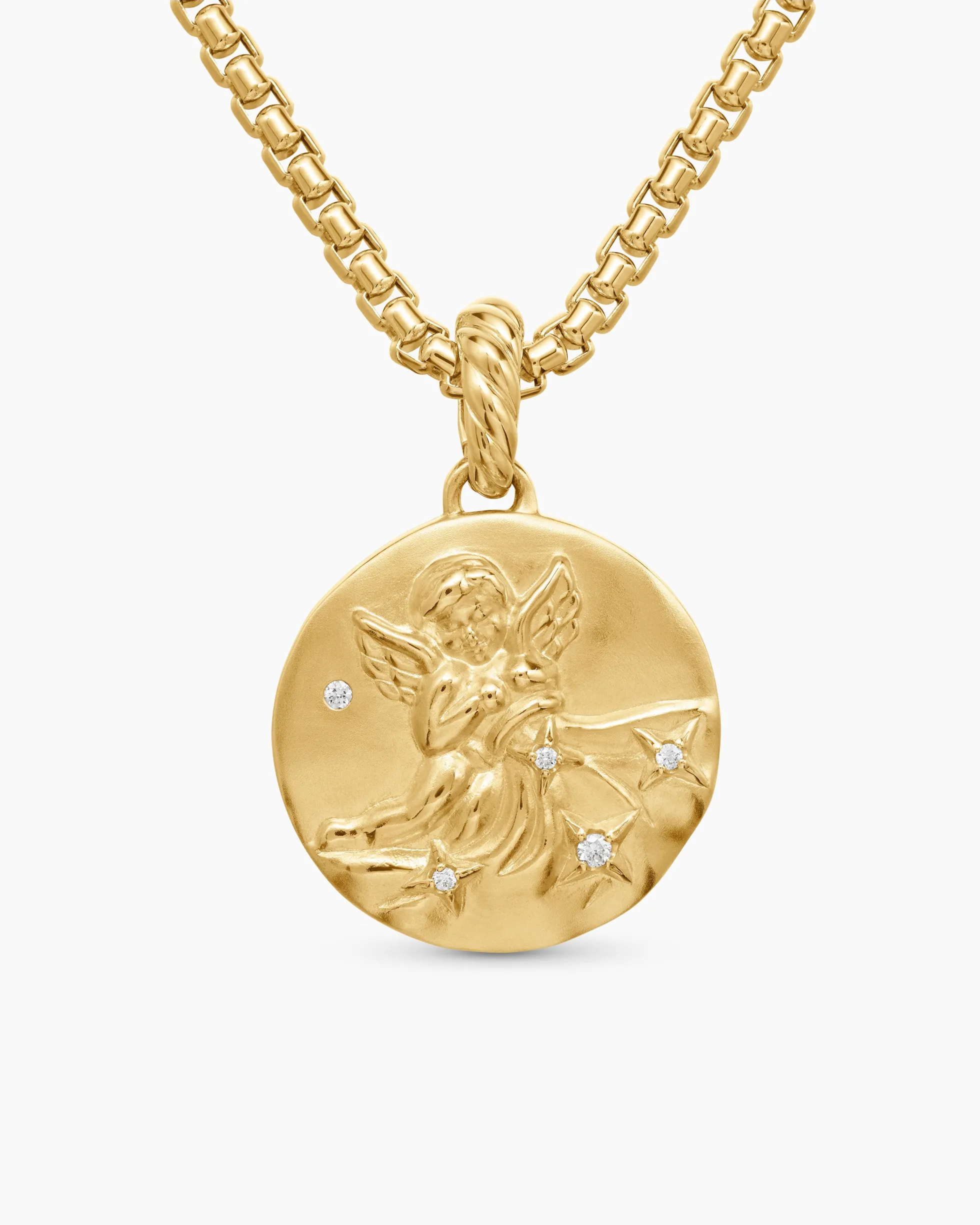 Aquarius Amulet 18K Yellow Gold with Diamonds, 19mm