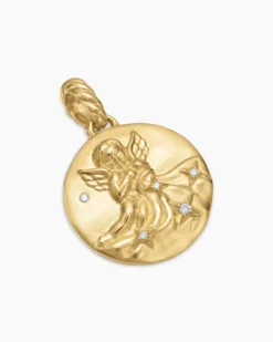 Aquarius Amulet 18K Yellow Gold with Diamonds, 19mm