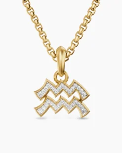 Aquarius Amulet 18K Yellow Gold with Diamonds, 17.2mm