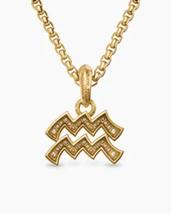 Aquarius Amulet 18K Yellow Gold with Diamonds, 17.2mm