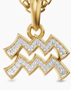 Aquarius Amulet 18K Yellow Gold with Diamonds, 17.2mm