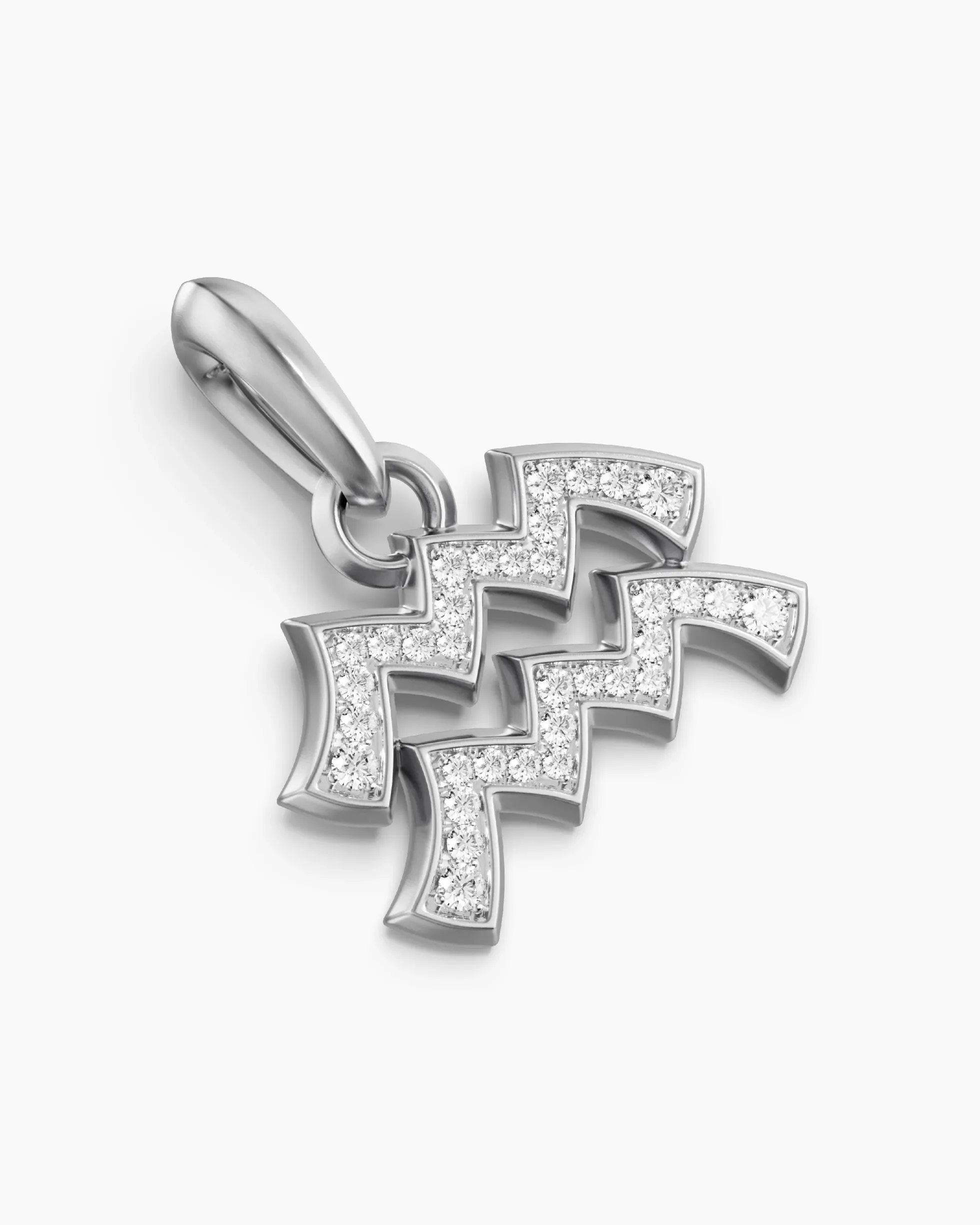 Aquarius Amulet Sterling Silver with Diamonds, 17.2mm