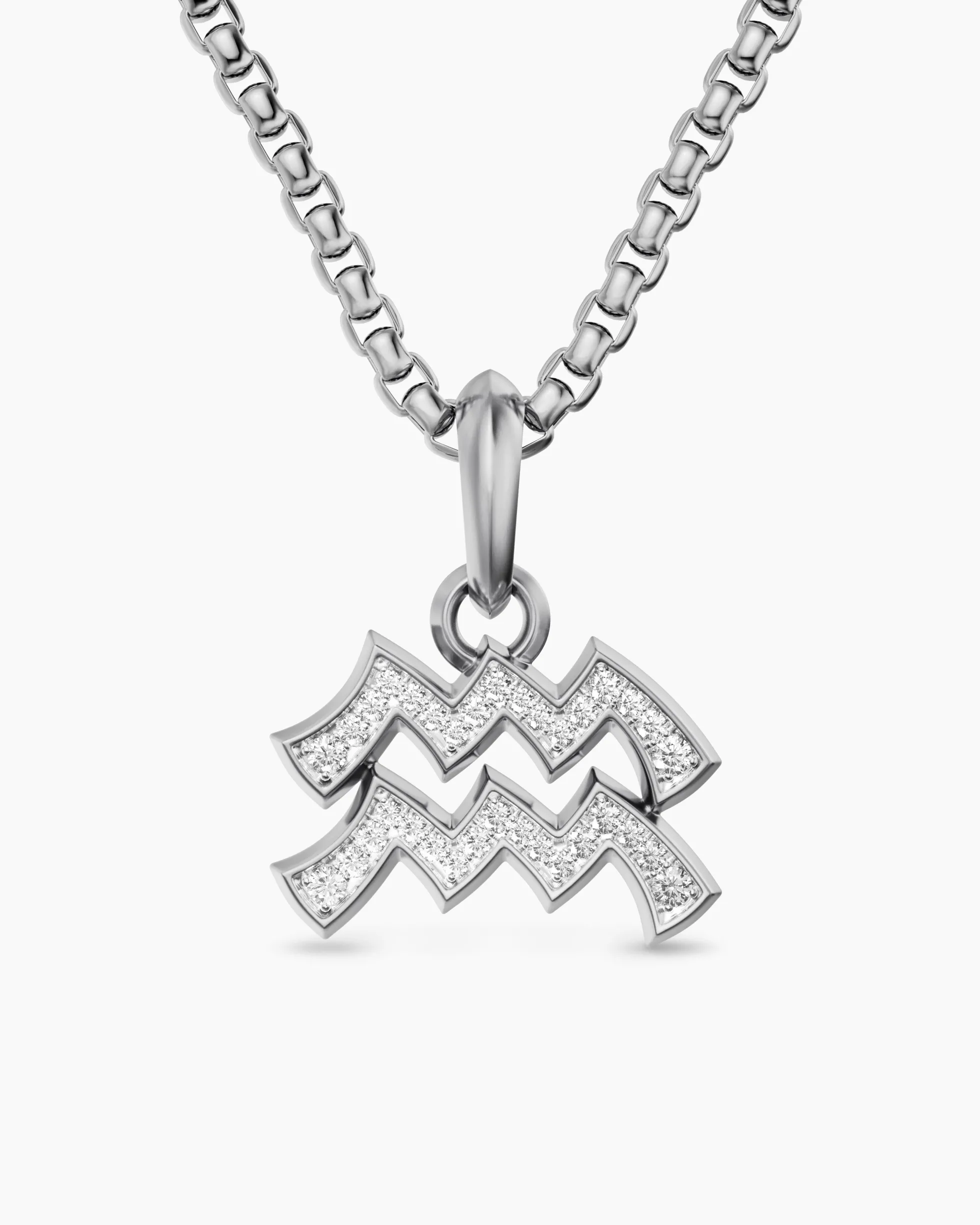 Aquarius Amulet Sterling Silver with Diamonds, 17.2mm