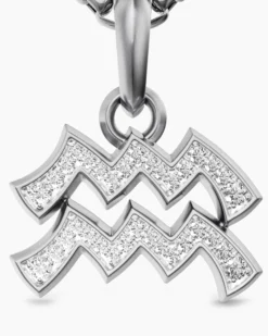 Aquarius Amulet Sterling Silver with Diamonds, 17.2mm