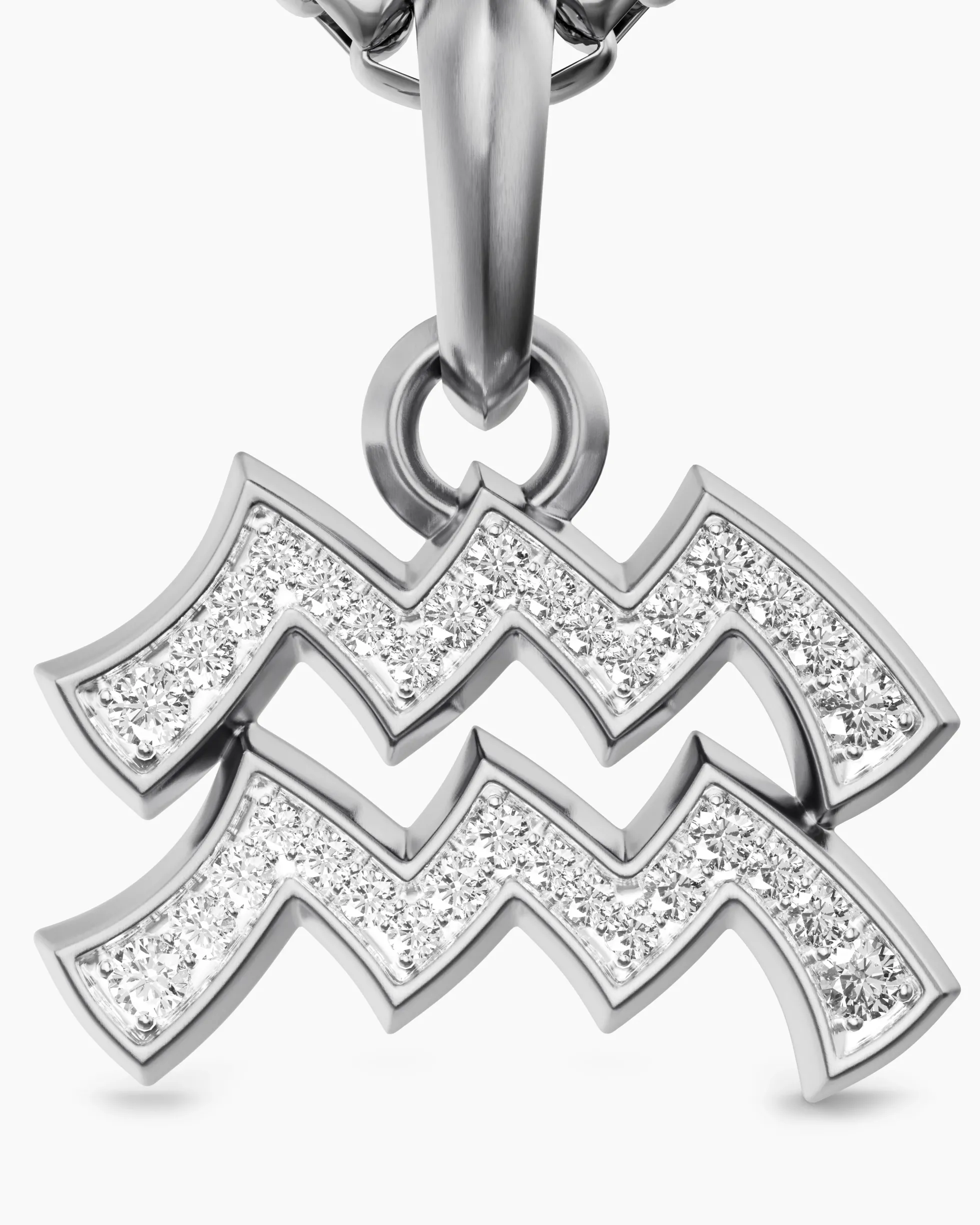 Aquarius Amulet Sterling Silver with Diamonds, 17.2mm