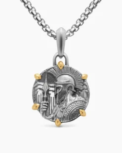 Ares Amulet Sterling Silver with 18K Yellow Gold, 26.4mm