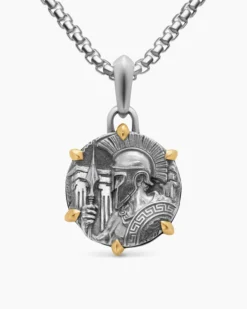 Ares Amulet Sterling Silver with 18K Yellow Gold, 26.4mm