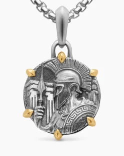 Ares Amulet Sterling Silver with 18K Yellow Gold, 26.4mm