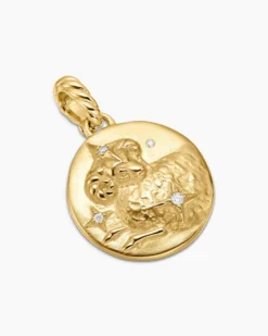Aries Amulet 18K Yellow Gold with Diamonds, 19mm