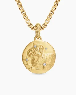 Aries Amulet 18K Yellow Gold with Diamonds, 19mm