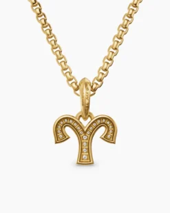 Aries Amulet 18K Yellow Gold with Diamonds, 13mm