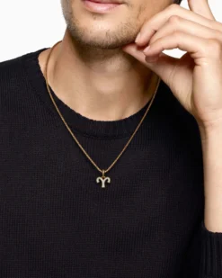 Aries Amulet 18K Yellow Gold with Diamonds, 13mm