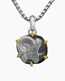 Aries Amulet Sterling Silver with 18K Yellow Gold, 23mm