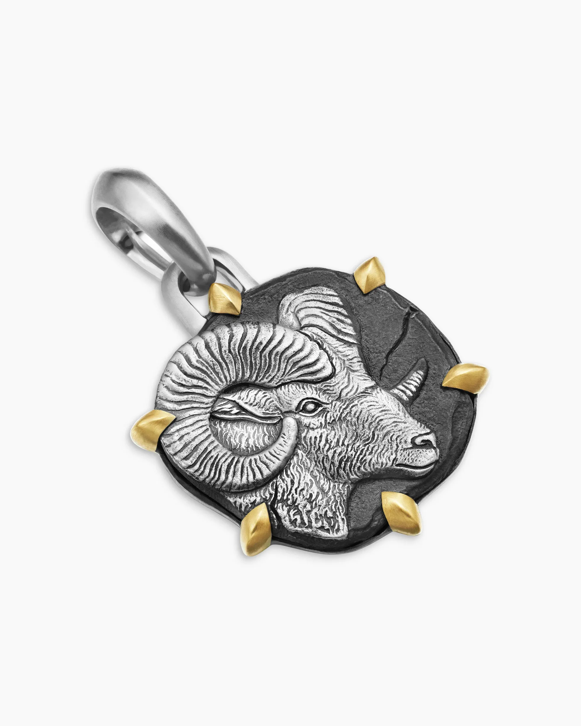 Aries Amulet Sterling Silver with 18K Yellow Gold, 23mm