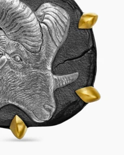 Aries Amulet Sterling Silver with 18K Yellow Gold, 23mm