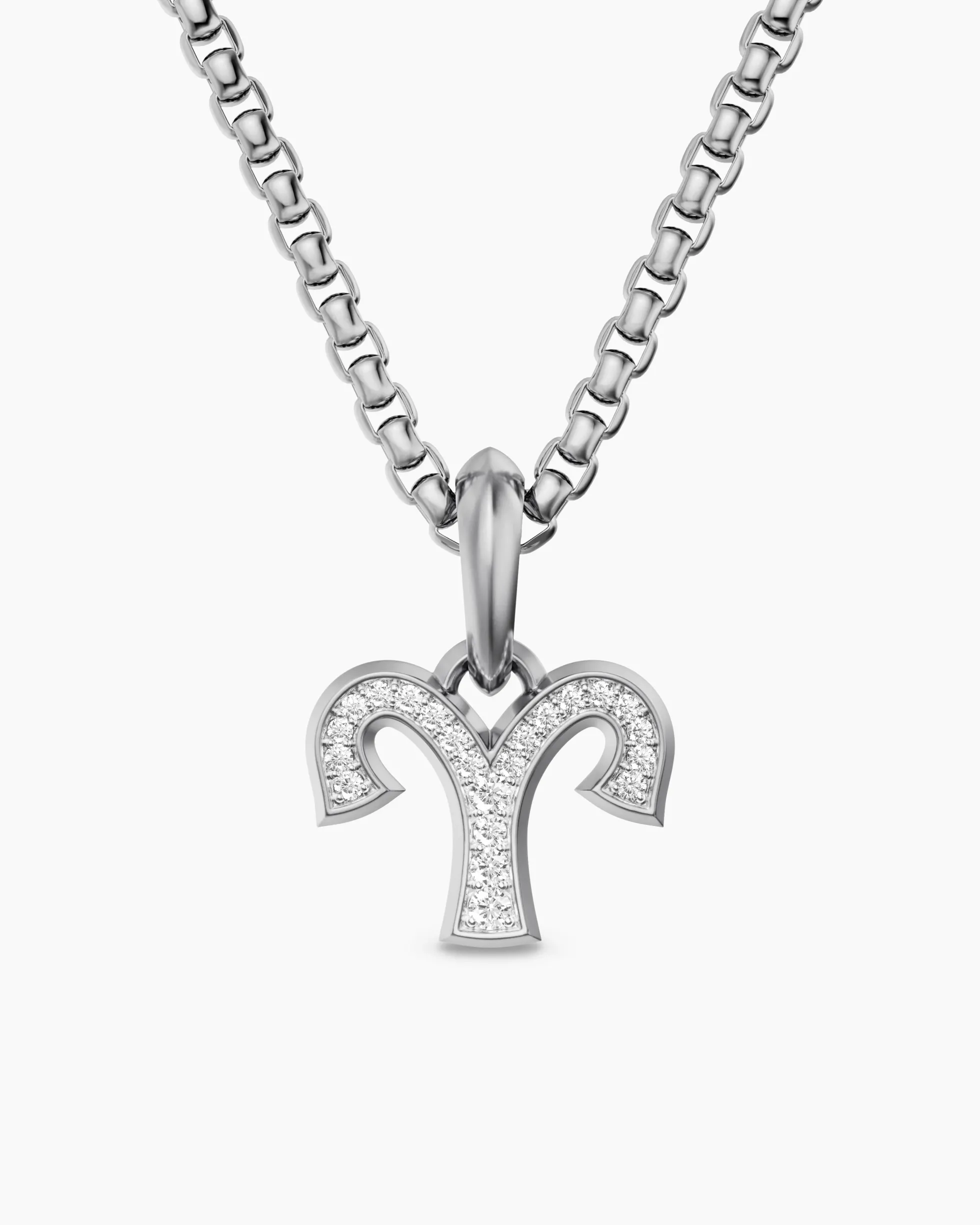 Aries Amulet Sterling Silver with Diamonds, 13mm