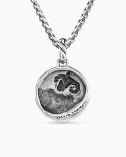 Aries Amulet Sterling Silver with 18K Yellow Gold and Diamonds, 19mm