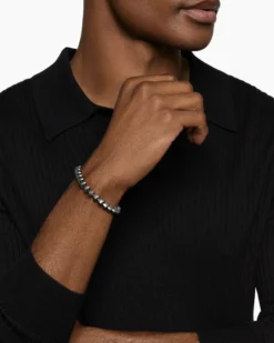 Armory® Link Bracelet Anthracite Titanium with Sterling Silver, 9.5mm
