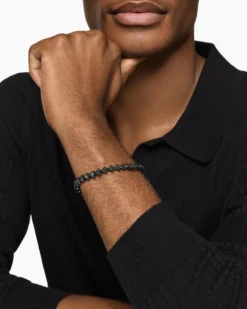 Armory® Link Bracelet Black Titanium with Black Diamonds, 7.5mm