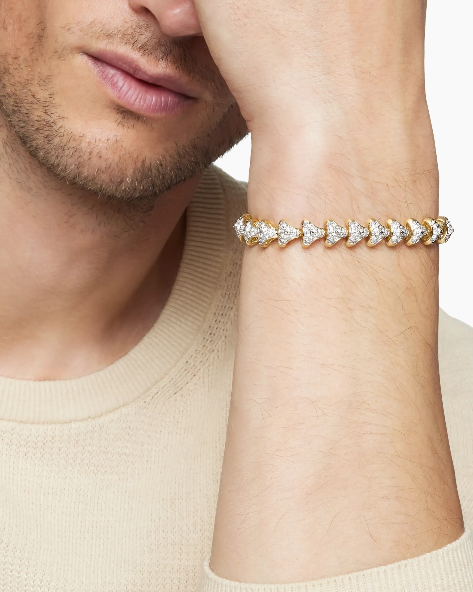 Armory® Link Bracelet 18K Yellow Gold with Diamonds, 9.5mm