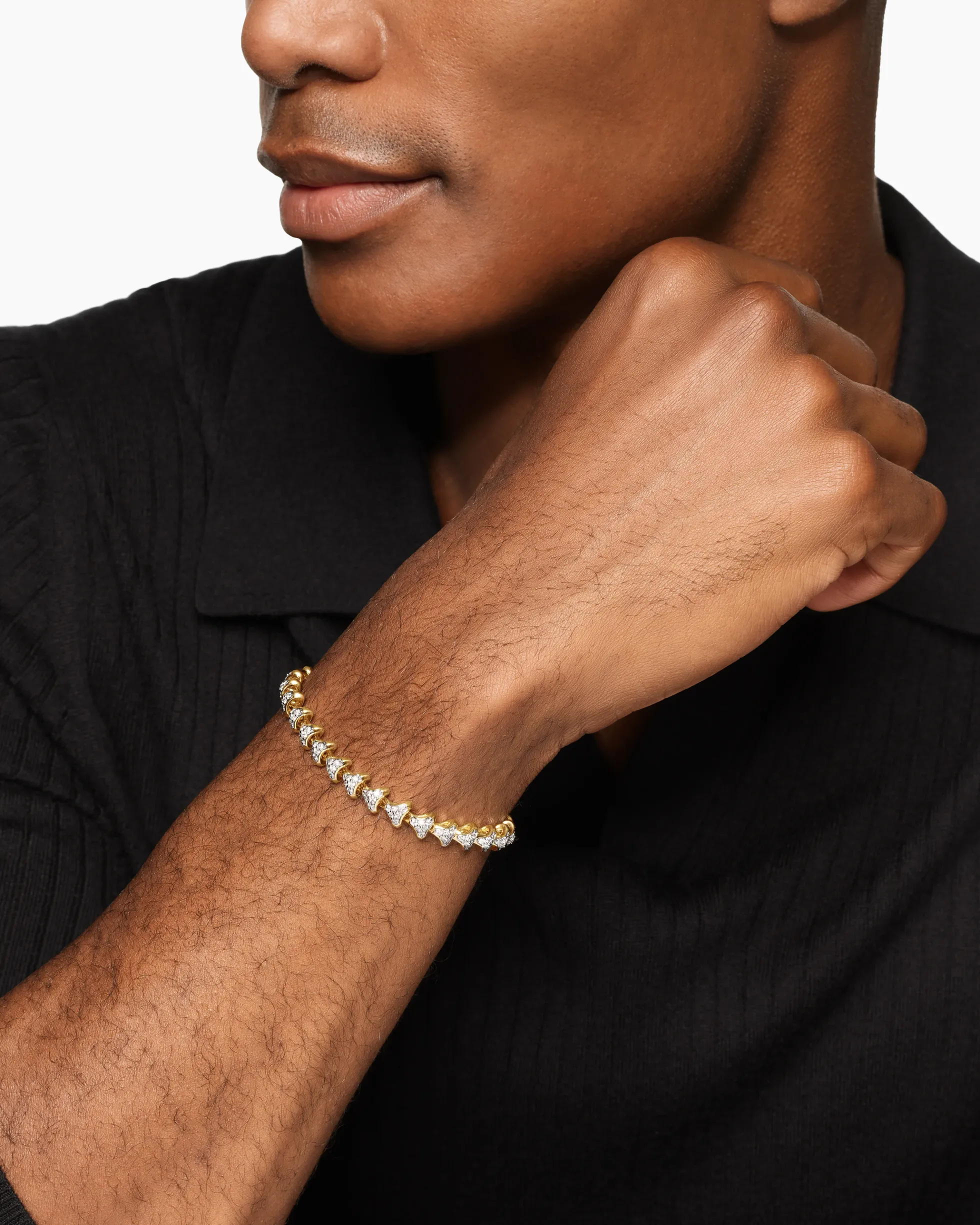 Armory® Link Bracelet 18K Yellow Gold with Diamonds, 7.5mm