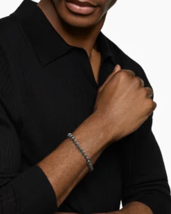 Armory® Link Bracelet Sterling Silver with Black Diamonds, 7.5mm