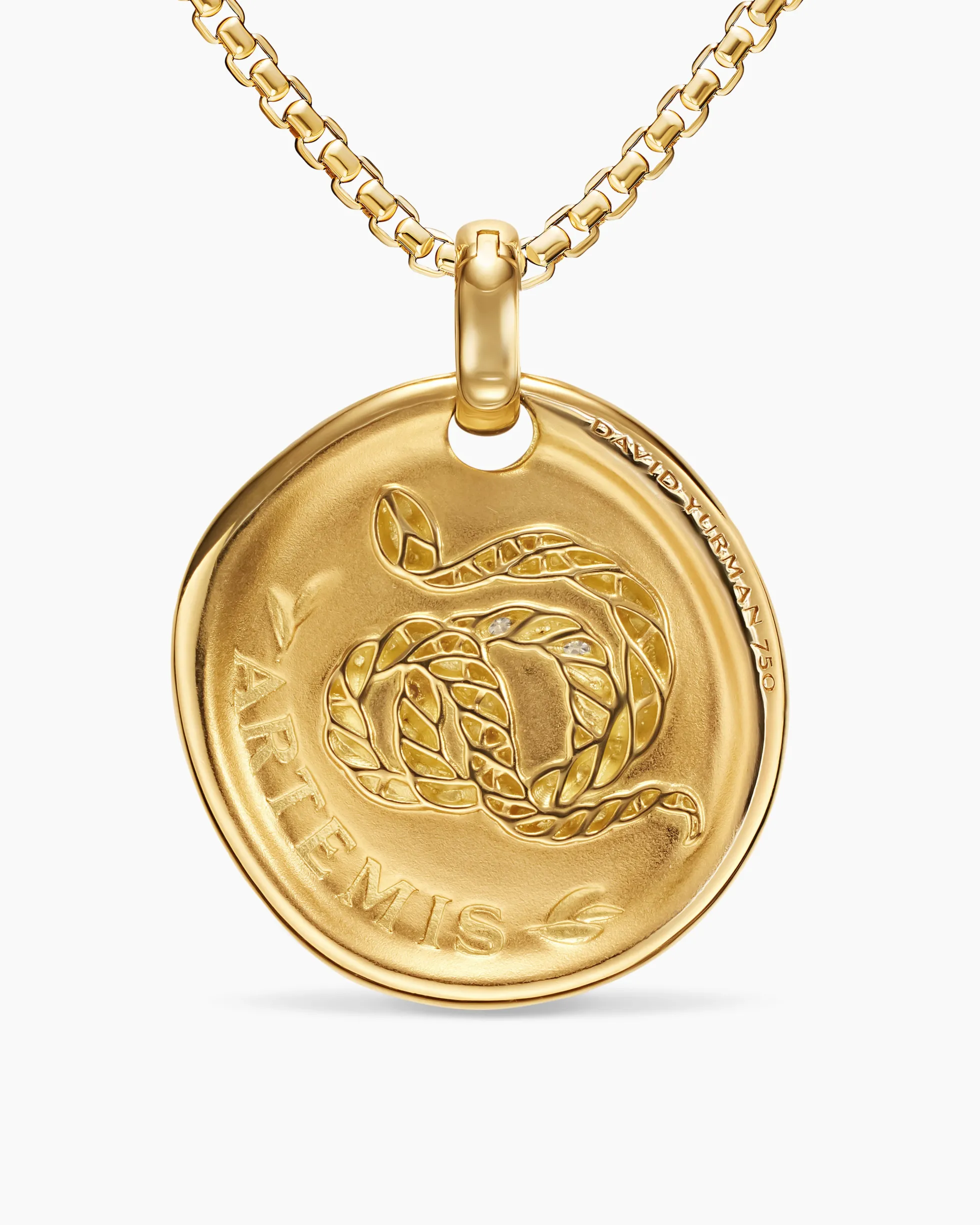 Artemis Medallion Amulet 18K Yellow Gold with Diamonds, 28.3mm