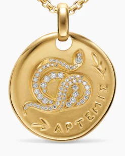 Artemis Medallion Amulet 18K Yellow Gold with Diamonds, 28.3mm