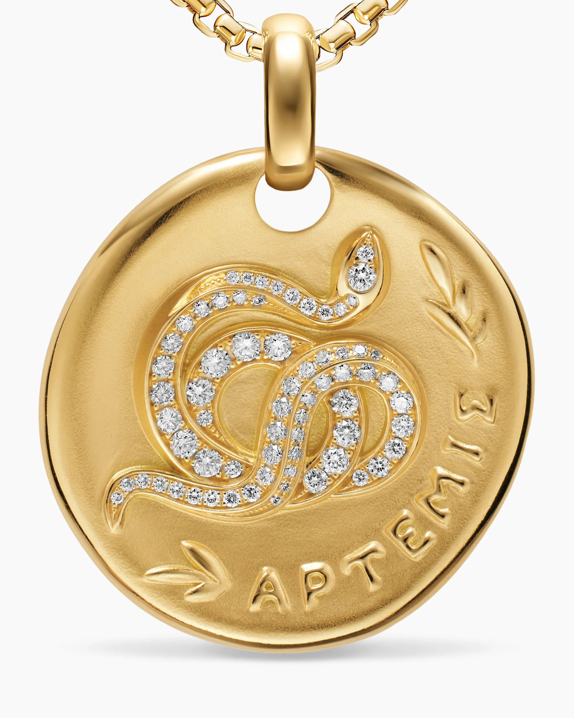 Artemis Medallion Amulet 18K Yellow Gold with Diamonds, 28.3mm