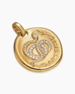Artemis Medallion Amulet 18K Yellow Gold with Diamonds, 28.3mm