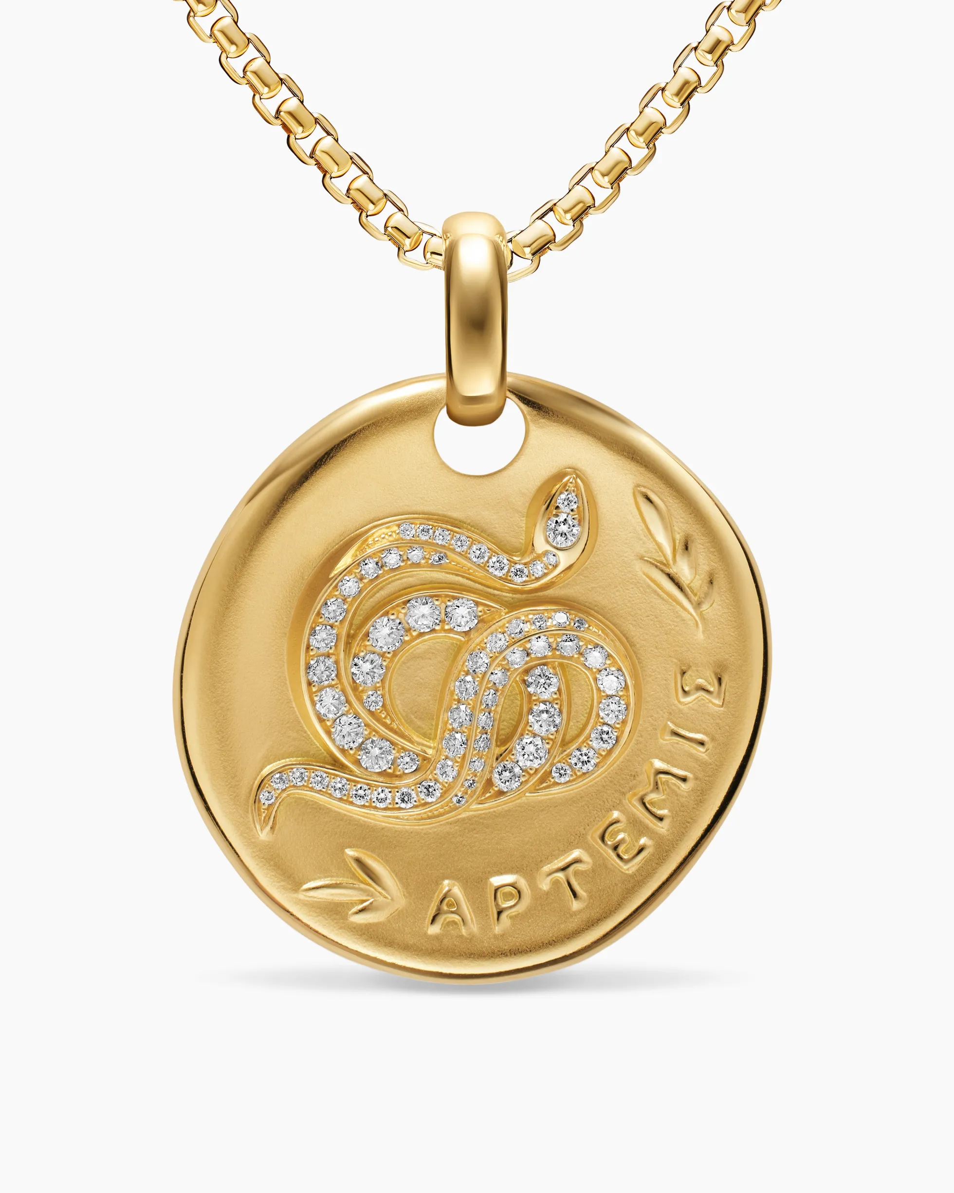 Artemis Medallion Amulet 18K Yellow Gold with Diamonds, 28.3mm