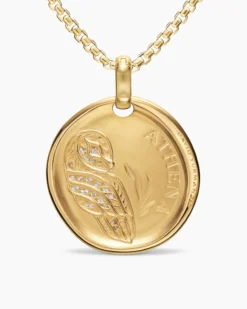 Athena Medallion Amulet 18K Yellow Gold with Diamonds, 28.3mm