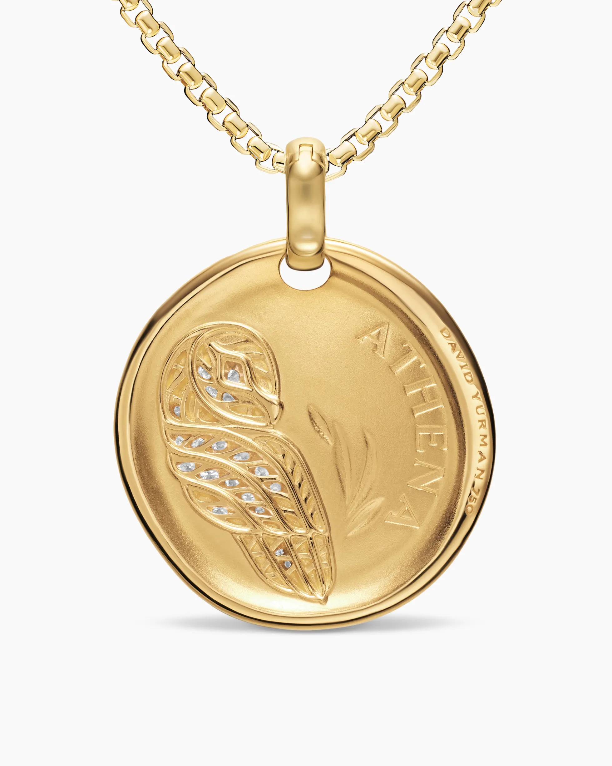 Athena Medallion Amulet 18K Yellow Gold with Diamonds, 28.3mm