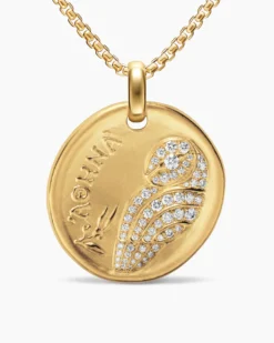 Athena Medallion Amulet 18K Yellow Gold with Diamonds, 28.3mm