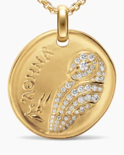 Athena Medallion Amulet 18K Yellow Gold with Diamonds, 28.3mm