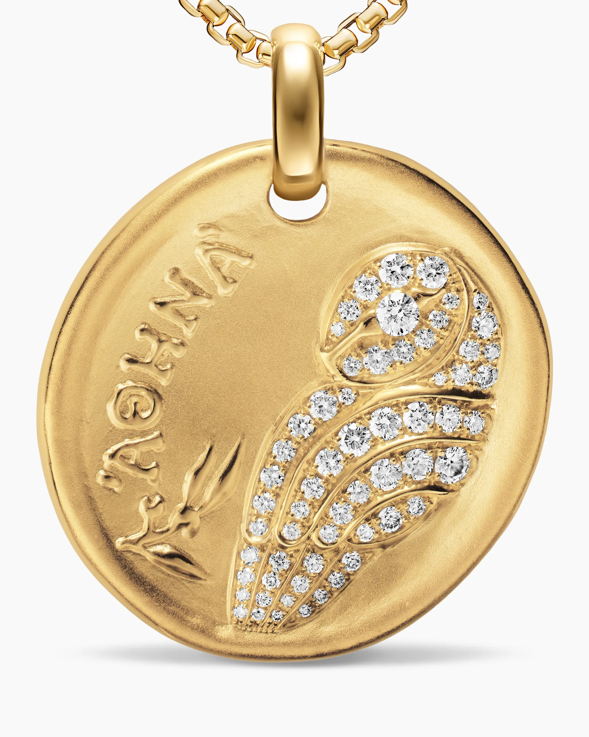 Athena Medallion Amulet 18K Yellow Gold with Diamonds, 28.3mm