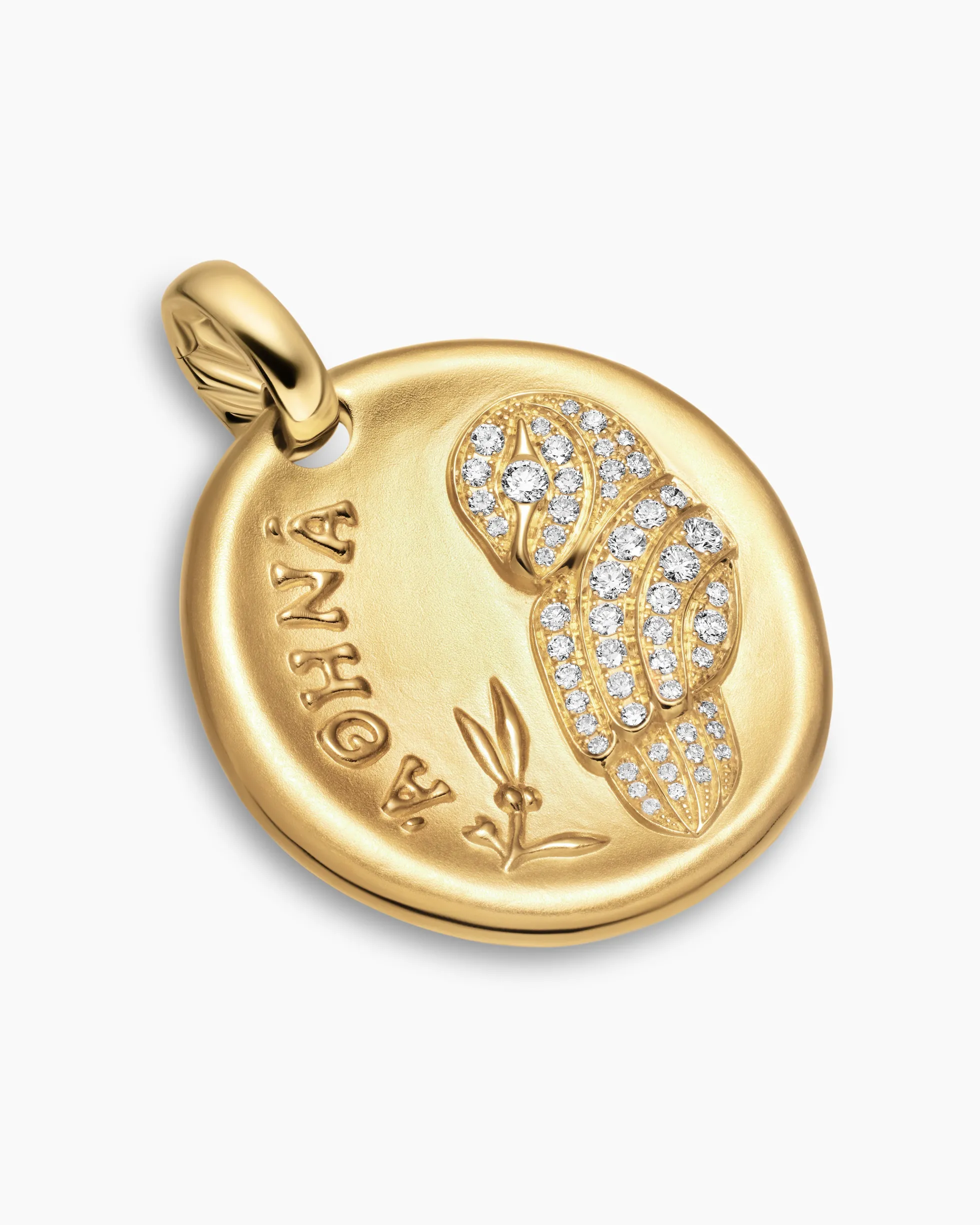 Athena Medallion Amulet 18K Yellow Gold with Diamonds, 28.3mm