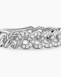 Belmont® Curb Link Band Ring Sterling Silver with Diamonds, 5mm