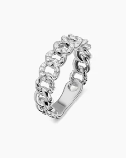 Belmont® Curb Link Band Ring Sterling Silver with Diamonds, 5mm