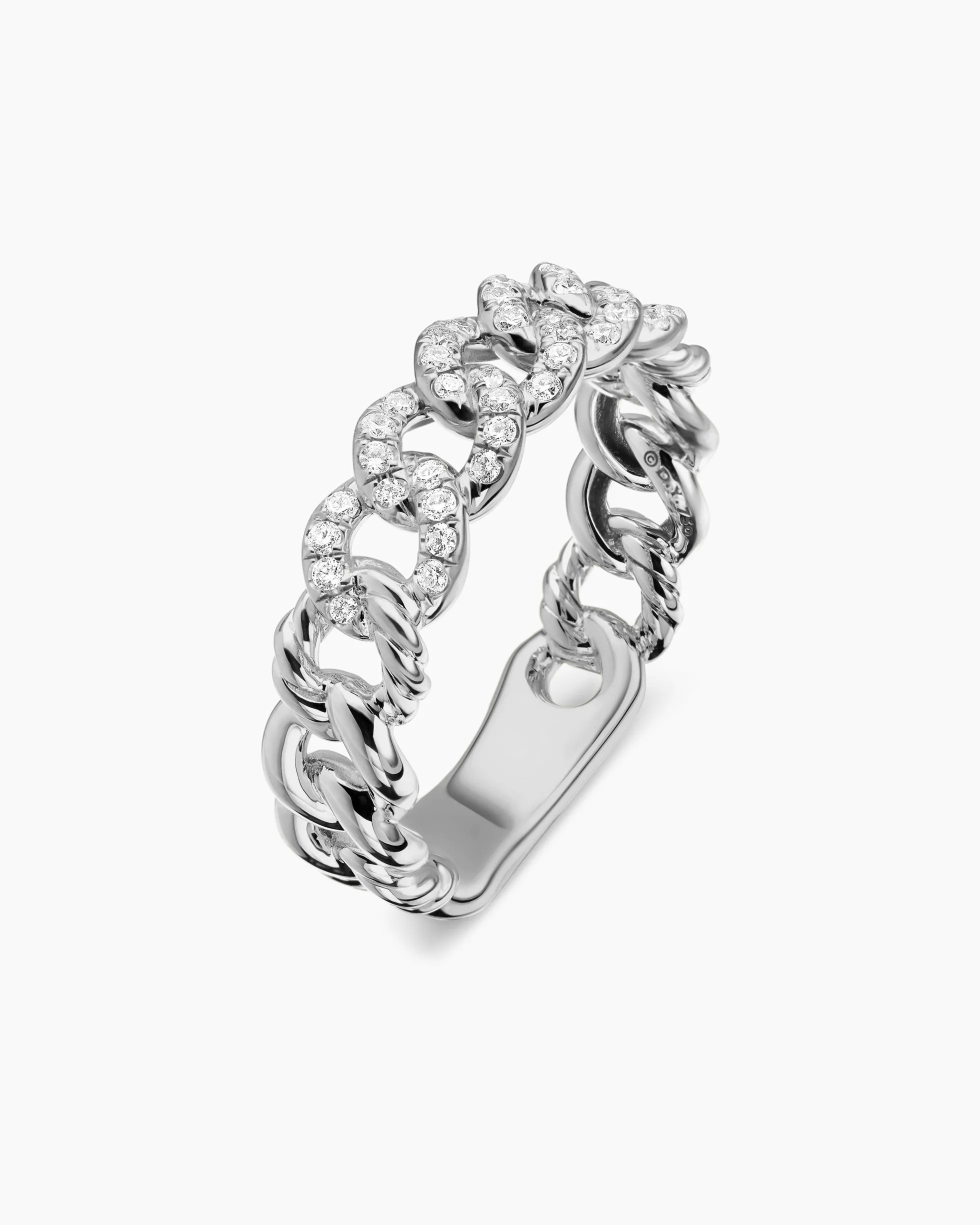 Belmont® Curb Link Band Ring Sterling Silver with Diamonds, 5mm