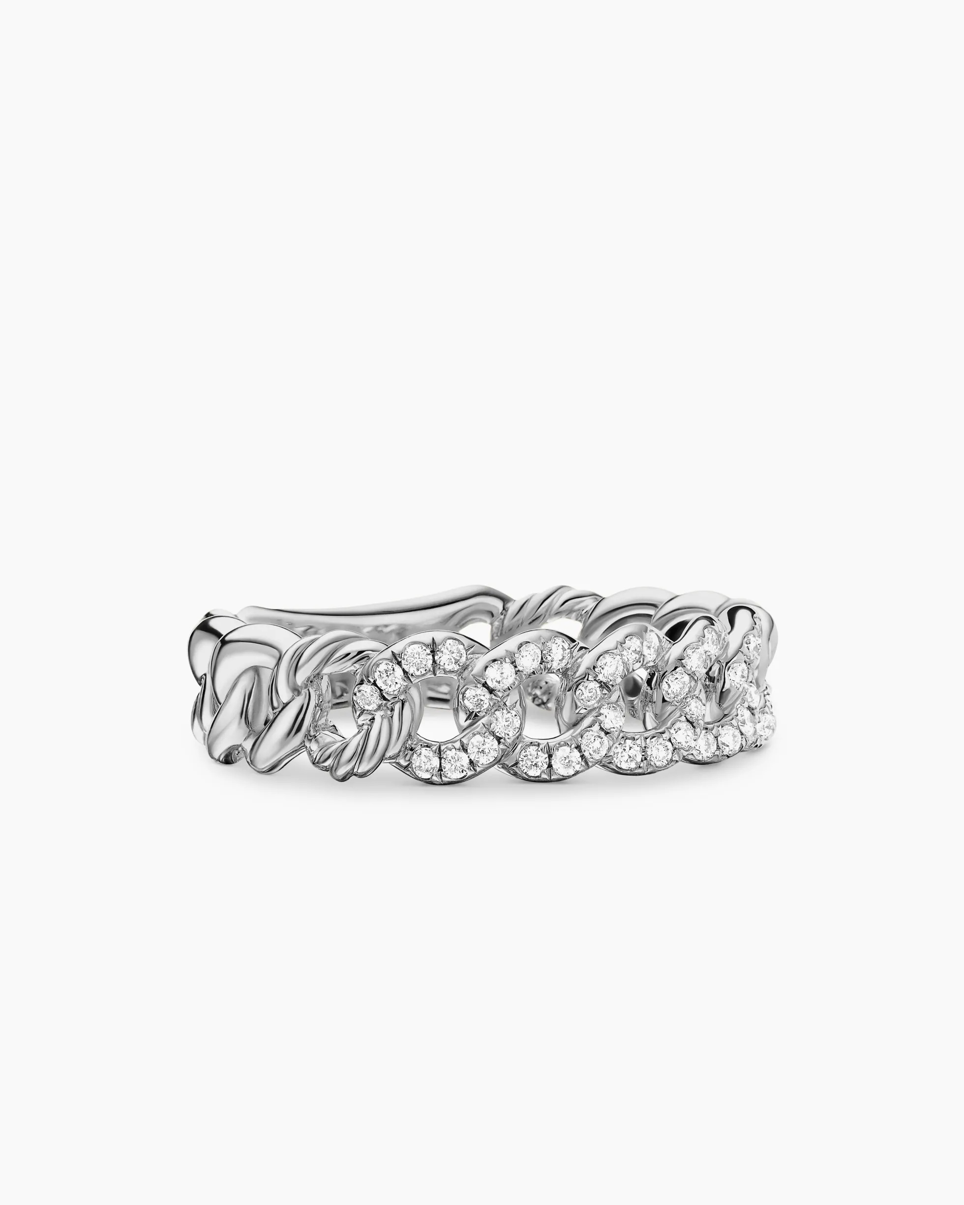 Belmont® Curb Link Band Ring Sterling Silver with Diamonds, 5mm