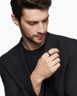 Beveled Band Ring Black Titanium, 6mm